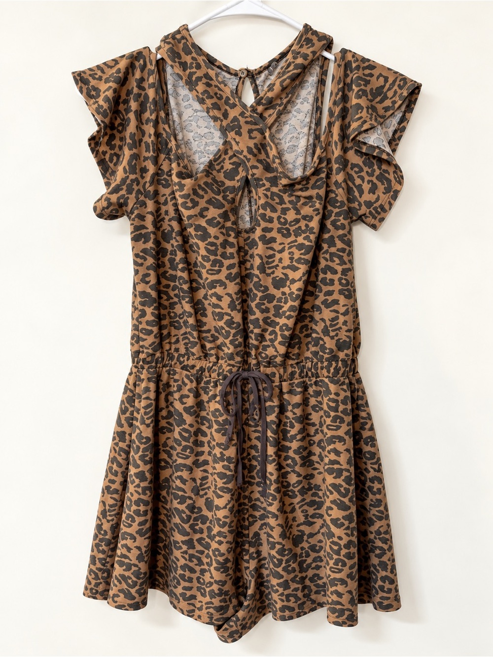VENUS Brown Leopard-Print Mini Dress Romper
